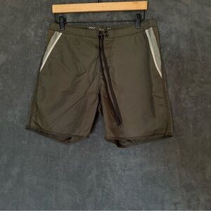 RVCA Men’s Gray Green Swim Surfing Board Shorts Swimsuit size 32 swimming